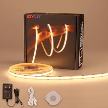 JOYLIT COB LED Strip with Motion Sensor Indoor 5 Metres, LED Strip 3000K Warm White 12V 320LEDs/M 2 Modes Adhesive LED Light for Kitchen Under Furniture, Hallway, Cabinets