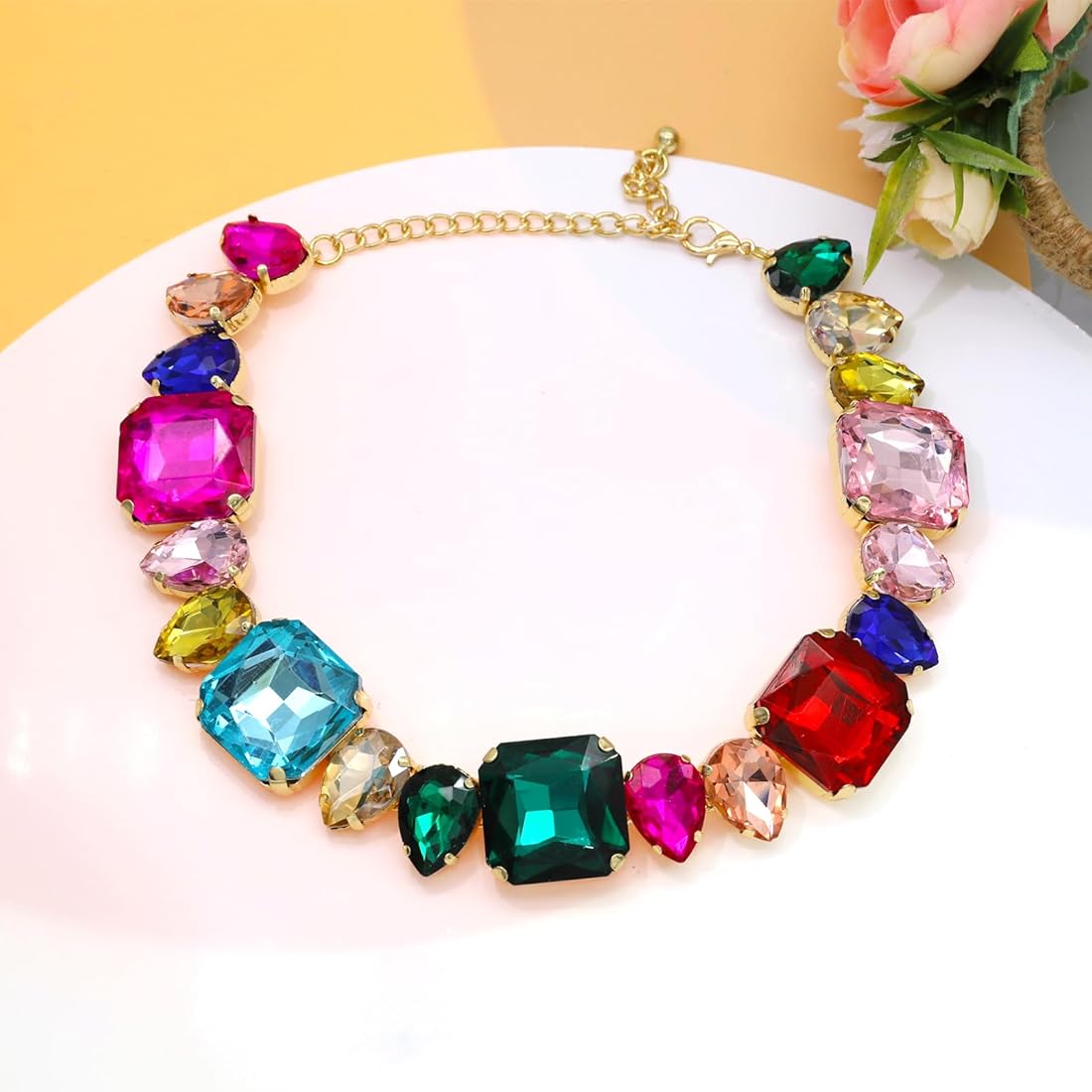 Buy Crystal Rhinestone Heart Gemstone Choker Collar Necklace for 