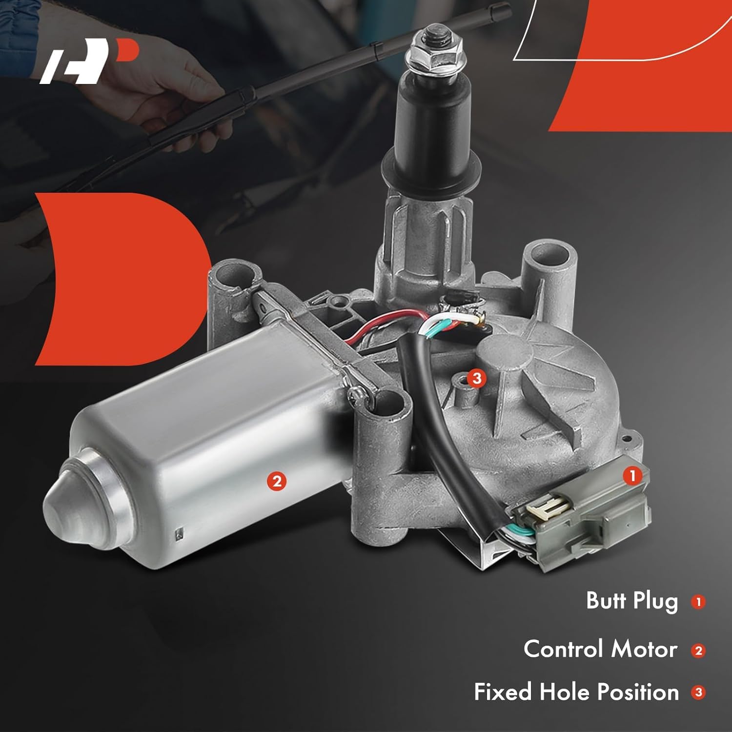 A-Premium [3 Pins] Rear Windshield Wiper Motor Compatible with Dodge Caravan/Grand Caravan 2001-2003 & Chrysler Voyager/Town & Country/PT Cruiser 2001-2003, Grand Voyager 2001-2002, Replace# 4717710AA