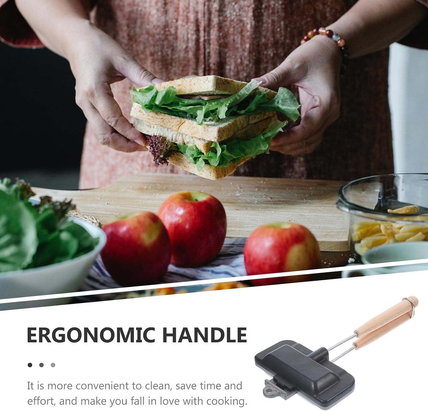 Non-stick Sandwich Frying Pan, Double-sided Removable Aluminum