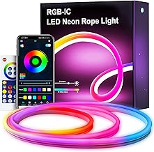 Neon LED Strip 3 m, RGBIC LED Strip with APP Control, Multi-Color Segmentable Light for Bedroom Ceiling Headband