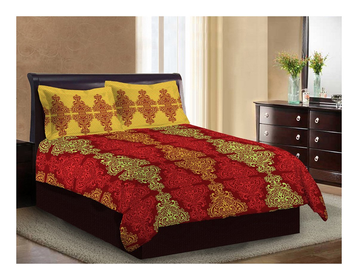Buy Bombay Dyeing 104 TC Cotton Double Bedsheet with 2 Pillow Covers