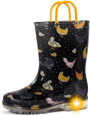 WILLPORT Kids Waterproof Light Up Rain Boots