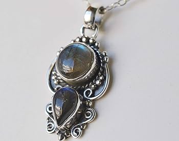 Pendentif Main En Argent Sterling 925 Avec Labradorite - Fait Main - Inde