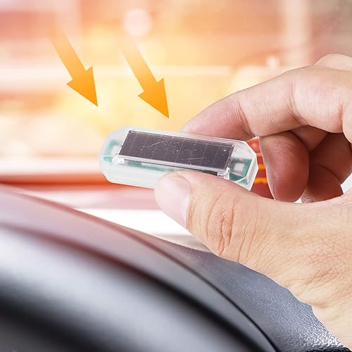 Miniatura 7 de Alarma simulada de energía solar universal para coche, seguridad antirrobo LED intermitente luz de advertencia falsa lámpara roja transparente