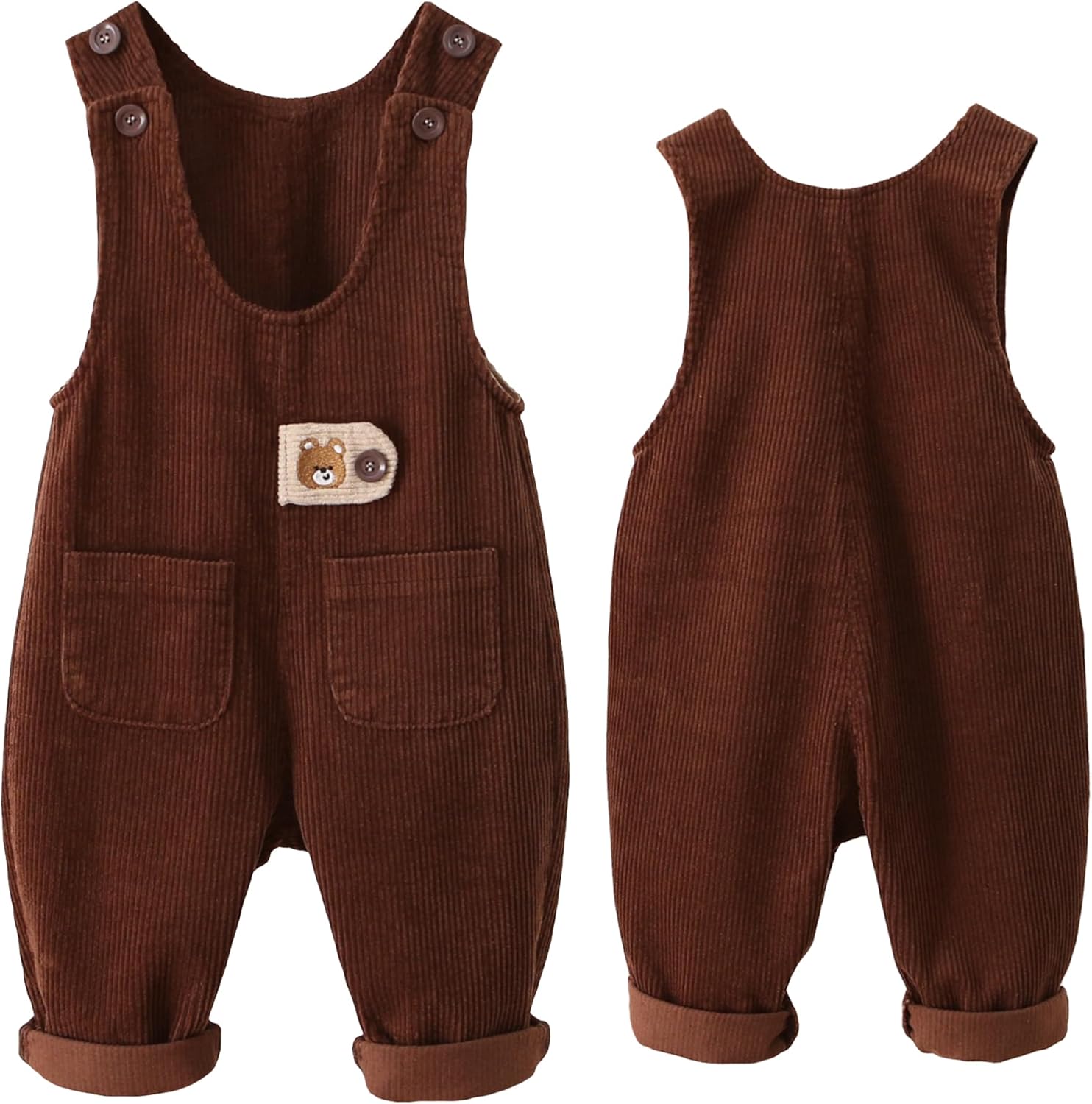 Happy Cherry Baby Boys Girls Corduroy Overalls Romper Button Buttom Adjustable Suspender Corduroy Pants Clothing Outfit