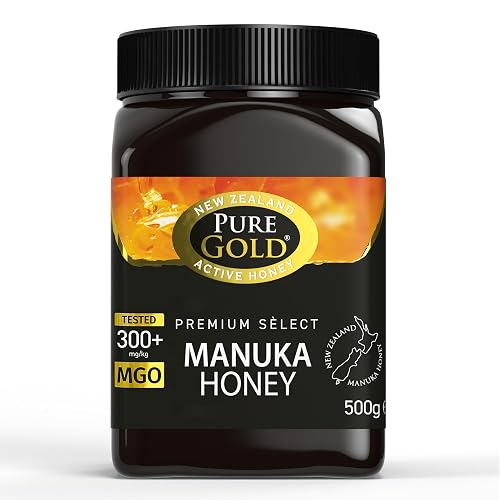 Pure Gold - Manuka Honey - 300+ MGO Certified Premium - 500g - New Zealand, Ethically Sourced, Raw & Unpasteurised - Naturally Made by Bees & Home Traceable - 1 Pack - 500 g (Pack of 1)