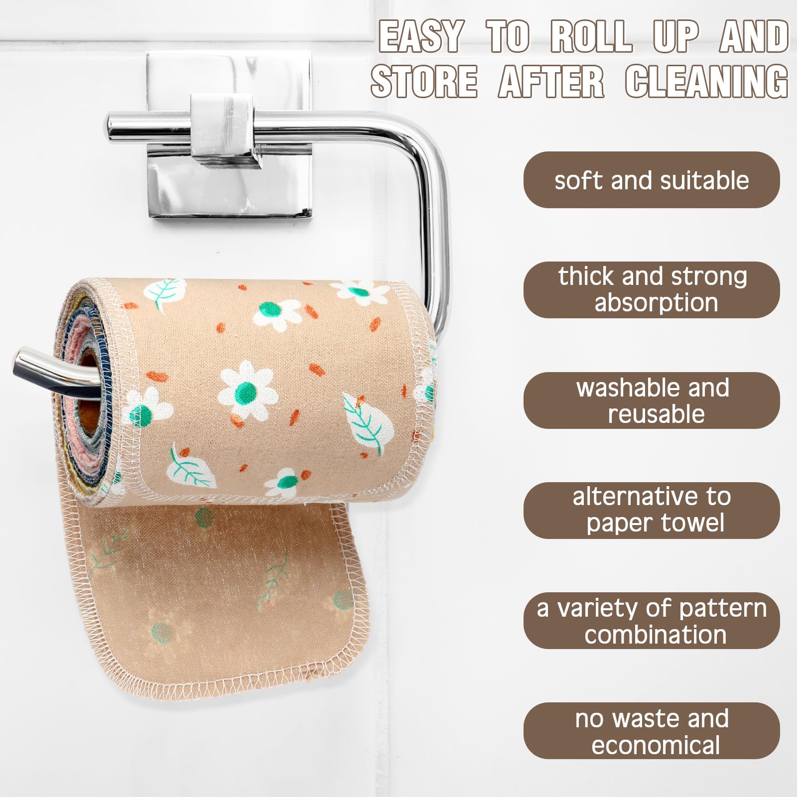 VitalCozy 50 szt. wielokrotnego użytku ręczniki toaletowe nadające się do prania, bidet, ściereczki do wielokrotnego użytku, ręczniki bezpapierowe, ręczniki papierowe do kuchni, ścierki papierowe