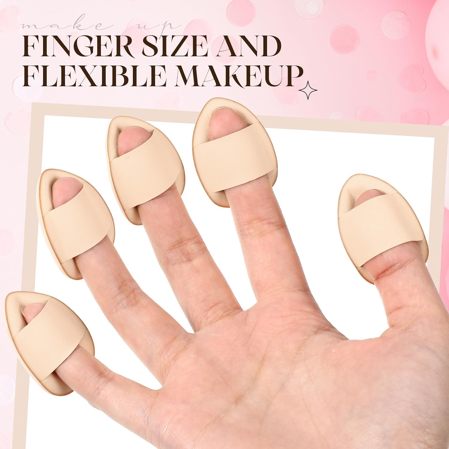 Gerrii 72 Pcs Mini Powder Puff, Finger Makeup Sponge Soft Beauty Makeup Blender Puff for Foundation, Face Powder, Under Eye Setting, Concealer, Repair Cream, Cosmetic Tool(Skin Color)