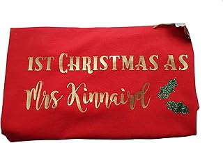 First Christmas as a Mrs T-Shirt, Personalised With Any Name, Wedding T-shirt, Bridesmaid T-shirt, Hen Party T-shirt, Bride Tribe,Maid of Honour