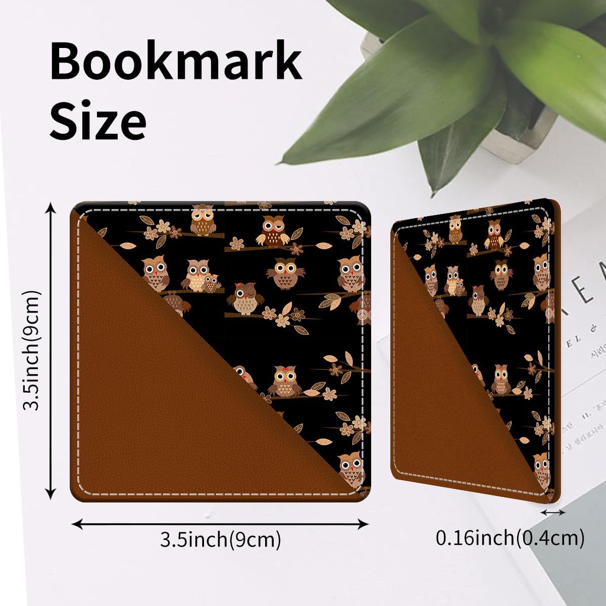 Cute Leather Bookmarks, Fun Triangle Making Corner Bookmark, Book Accessories for Reading Book Lovers, Unbreakable Page Markers for Women Men Cute Brown Cartoon Owls - Image 3