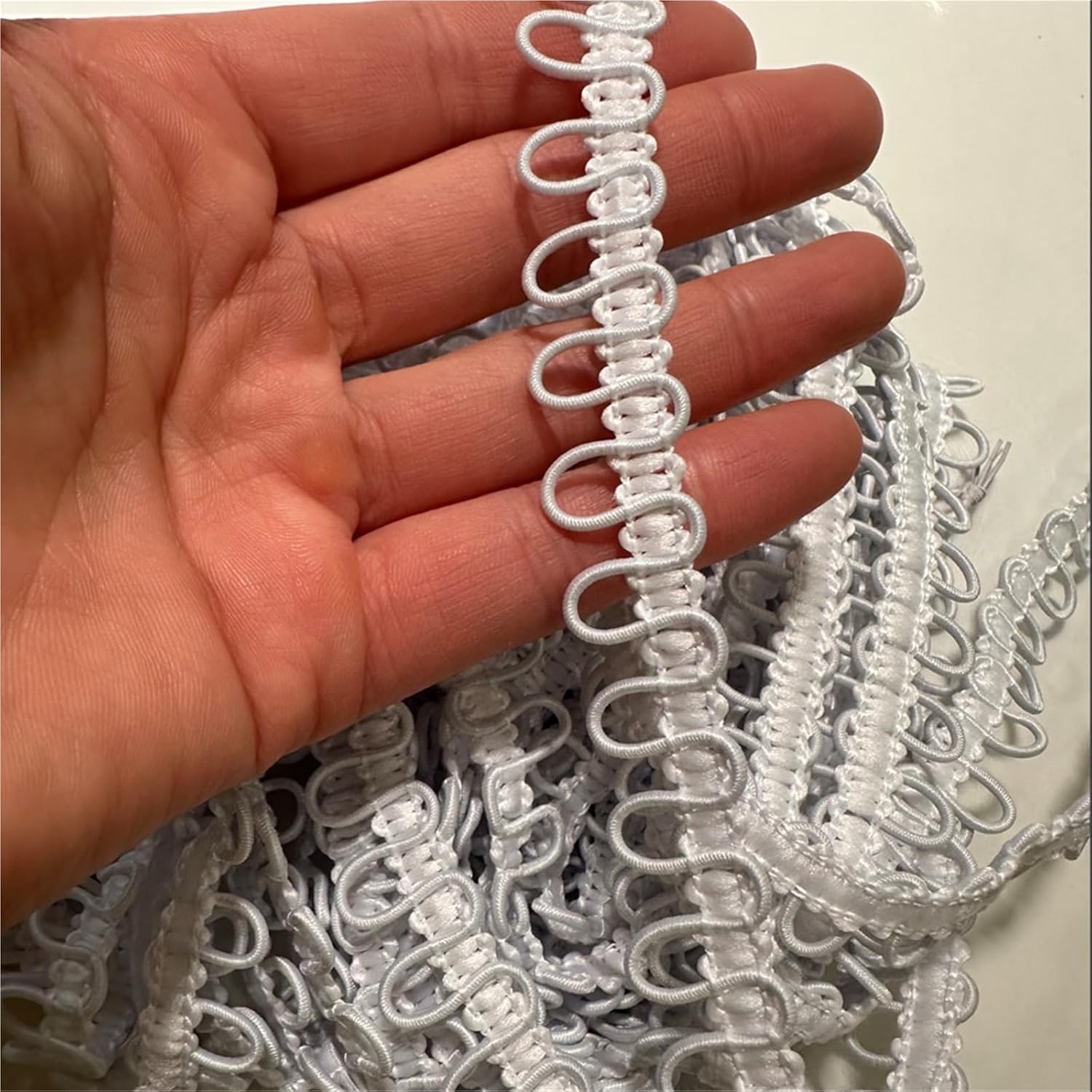 Button Loops 50Yard U-Wave Button Loops Elastic Lace Trim Curved Ribbon DIY Clothes Sewing Crafts Accessories(Color 2)