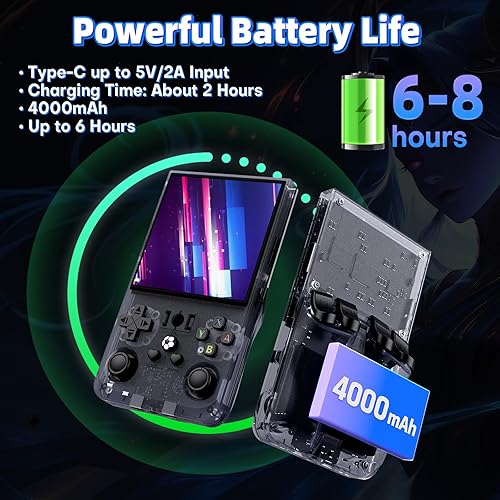 Miniatura 3 de R36MAX - Consola de juegos portátil, consola de juegos retro con batería de 4000 mAh, pantalla IPS de 4.0 pulgadas, sistema Linux de código abierto