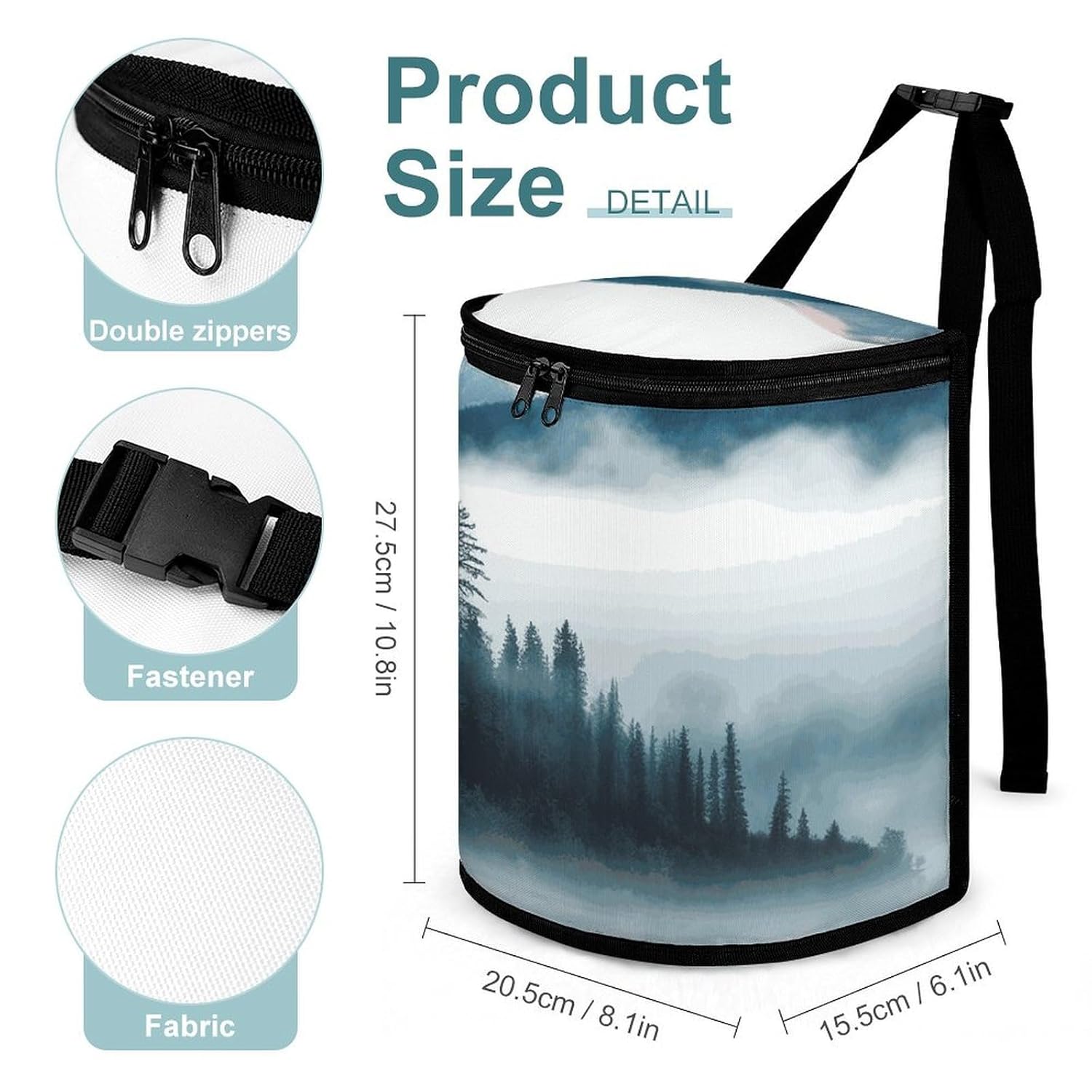 Hanging Car Trash Bag Foggy Mountains Landscape Printed Car Garbage Storage Bag Leakproof Car Trash Can Portable Garbage Storage Bags
