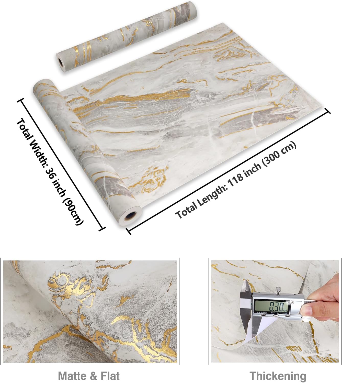 CRE8TIVE Wide 36"x118" Matte Liquid Beige Gold Marble Wallpaper Peel and Stick Marble Contact Paper for Walls Cabinet Vinyl Wrap Waterproof Adhesive Renter Friendly Wallpaper for Kitchen Living Room