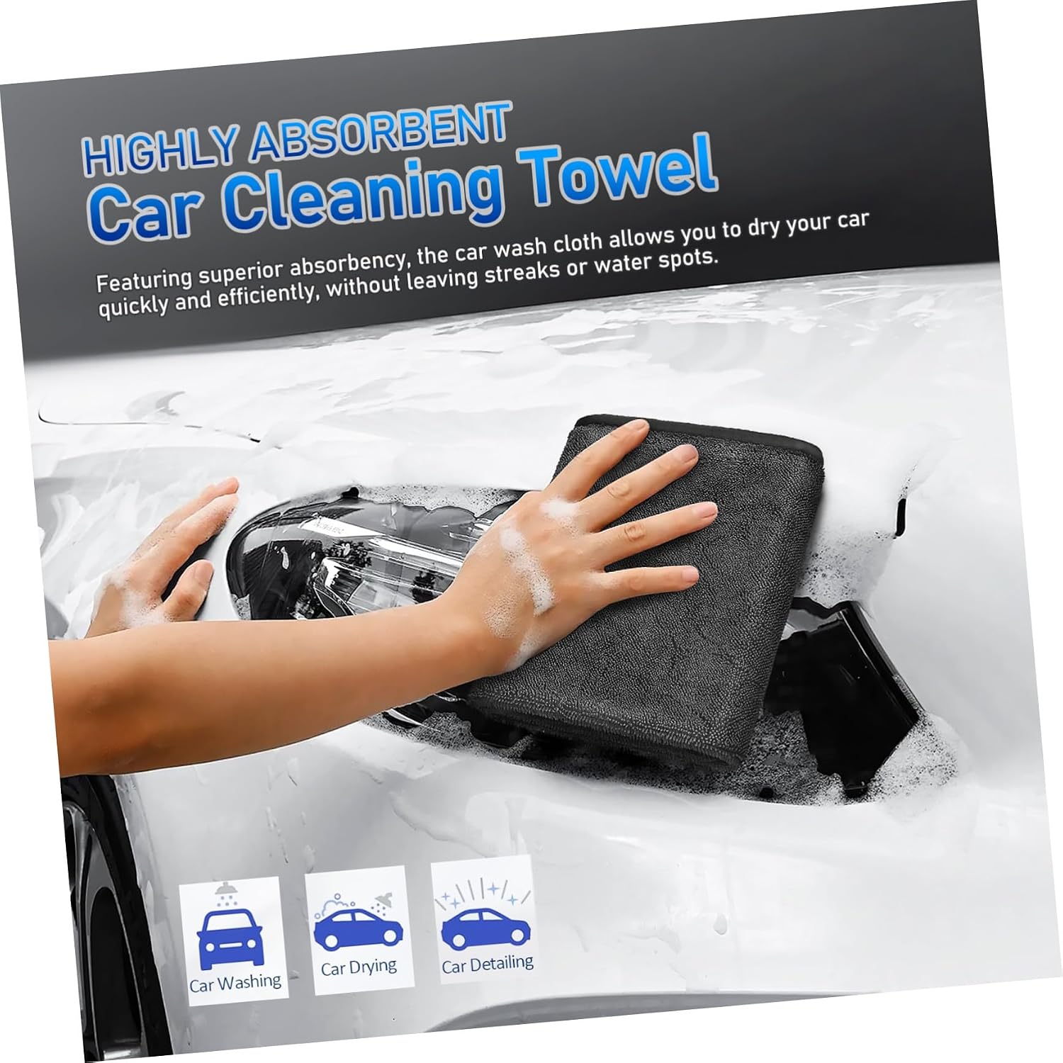 Superfine Fiber Car Drying Towel Thickened Absorbent Car Cleaning Cloth Large Wiping Surface Window Cleaning Cloth Multipurpose for Exterior and Household Use