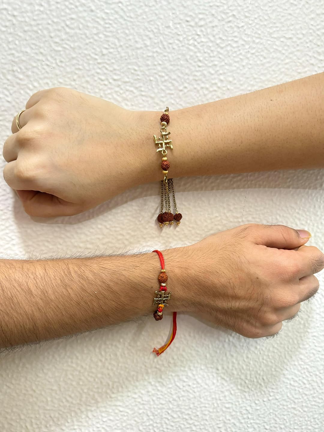 Mahi Swastik Lumba and Brother Rakhi Set for Bhaiya and Bhabhi (RCOL1105676G)
