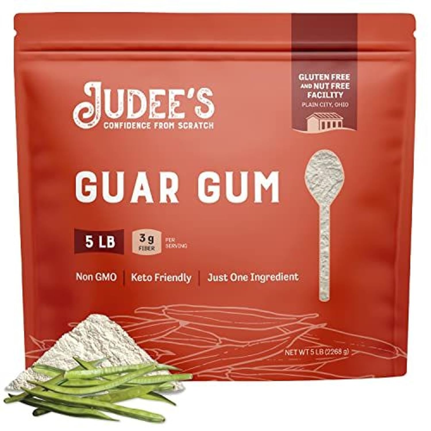Judee's Gluten Free Guar Gum Powder - Baking Thickener - Keto-Friendly Low Carb Fiber - Versatile Thickener for Sauces & Dressings with Xanthan Gum - 5 lb, Pack of 1
