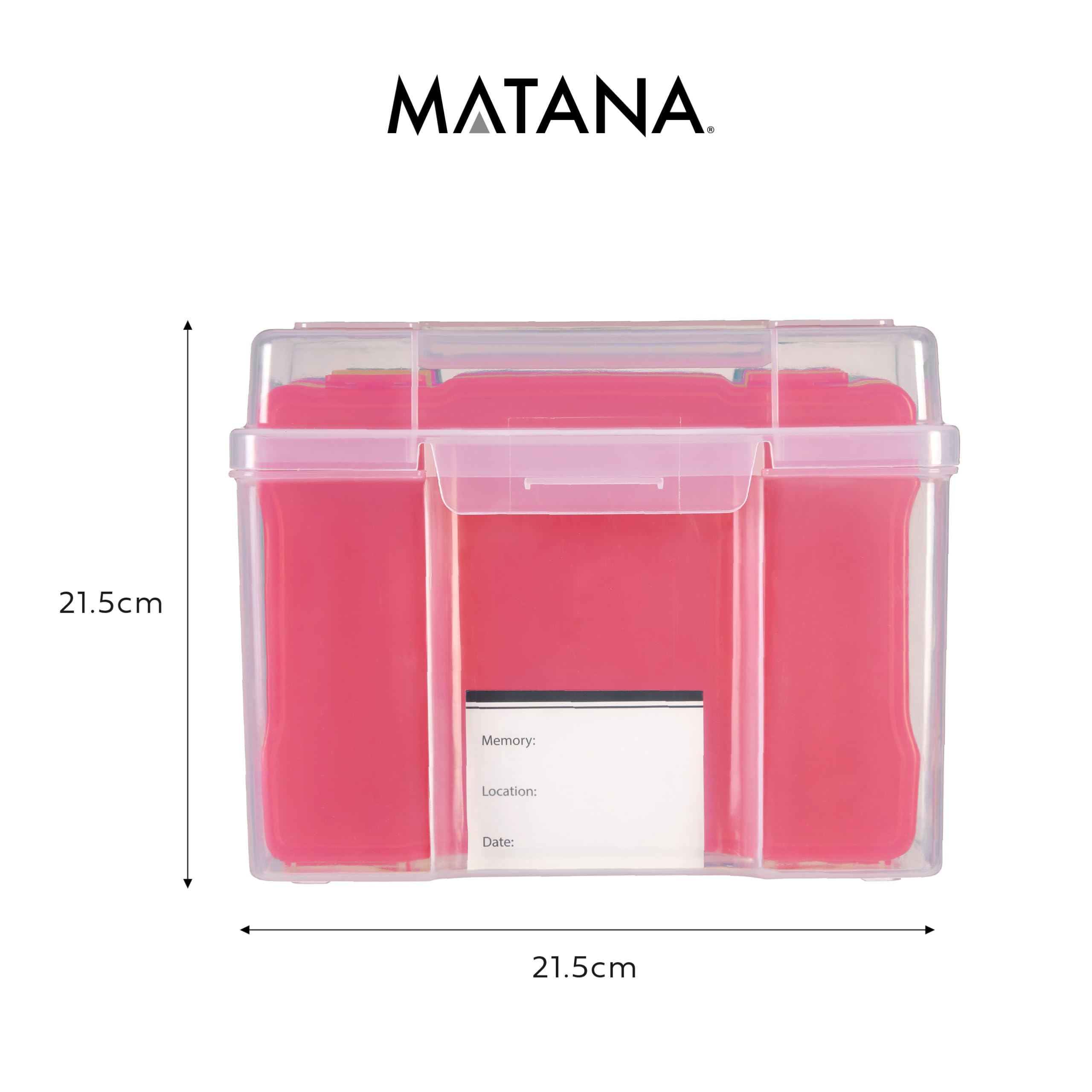 MATANA Skrzynka na zdjęcia Wielokolorowa (21,5 x 21,5 x 16,5 cm) Organizer na zdjęcia z 6 szufladką i etykietami - Wielofunkcyjna skrzynka na zdjęcia do potrzeb rzemiosła i nasion