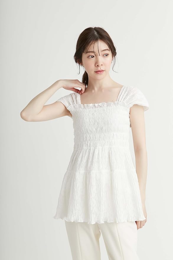 Amazon.co.jp: [セルフォード] シャーリングチュニックブラウス 