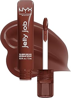 NYX PROFESSIONAL MAKEUP Jelly Job Lip Gloss, Lip Tint Gloss with Full-Bodied, Smoothing, and Hyper-Glossy Shine - Jellybean (Chocolate Brown)