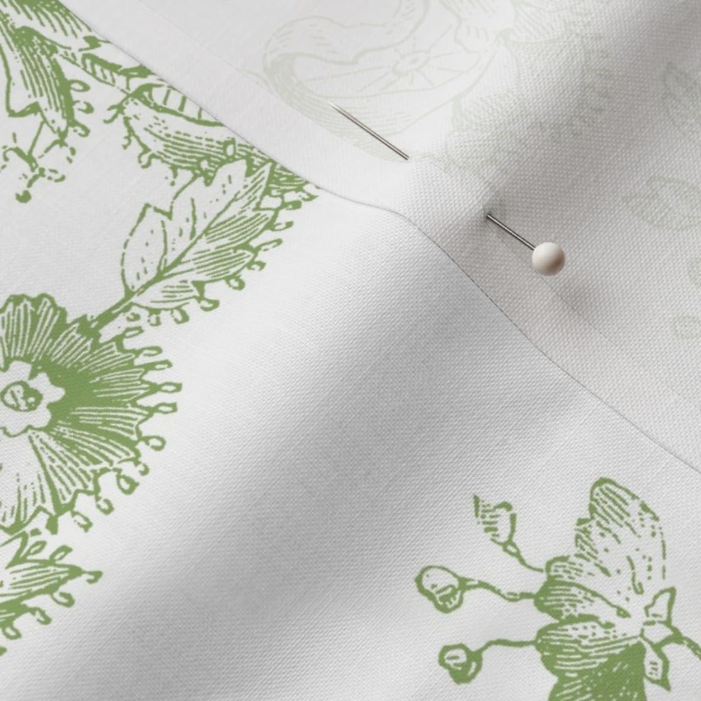 Spoonflower Fabric - Victorian Toile Romantic Rococo French Country Cottage Botanical Printed on Petal Cotton Fabric Fat Quarter - Sewing Quilting Apparel Crafts Decor
