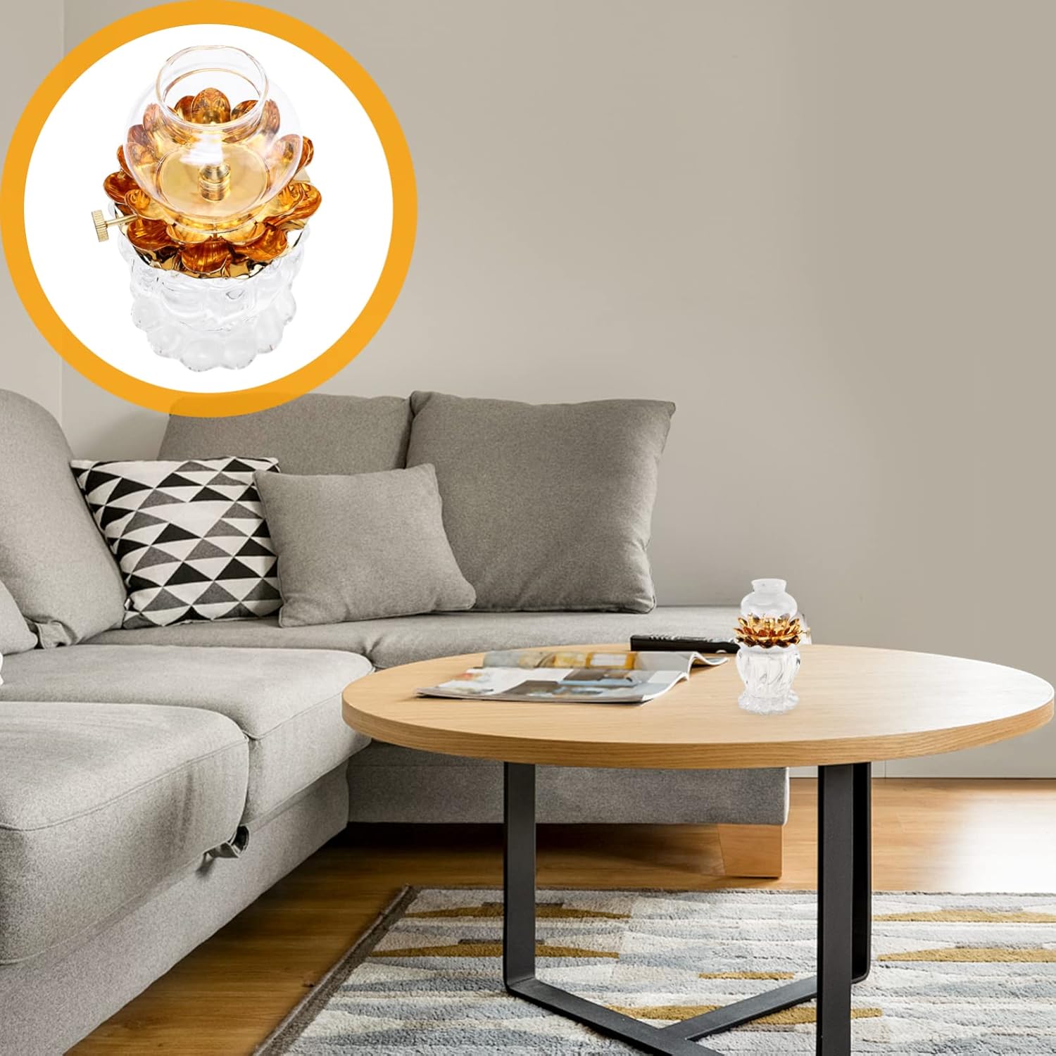 1pc Lotus Kerosene Oil Lamp Smokeless Decorative Light for Home Buddha and Living Spaces Elegant Design High Light Transmission
