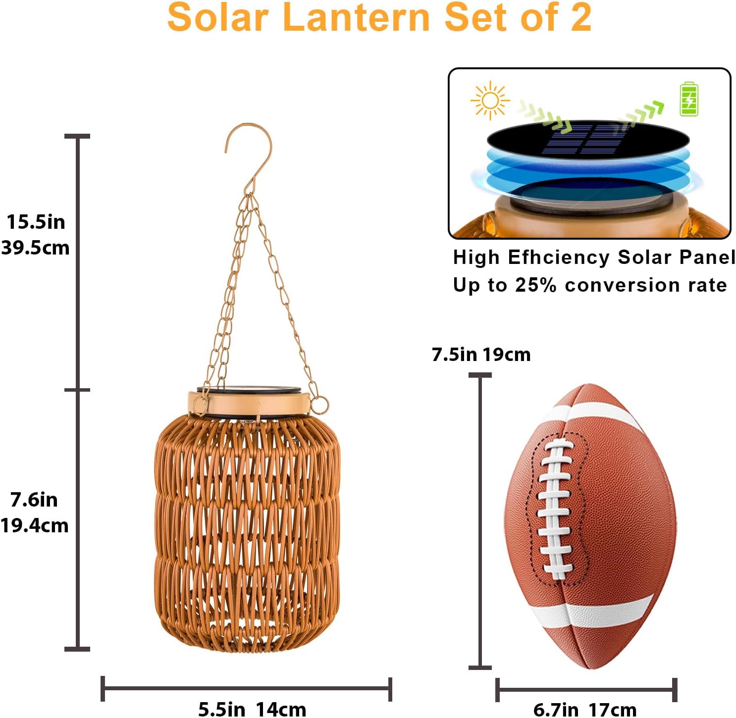 Solar Outdoor Lanterns Waterproof, Hanging Rattan Lantern Lights for Outside, Solar lamp Outdoor Chandelier Idea for Gazebo Pergola Porch Patio Pathway Decor (2)