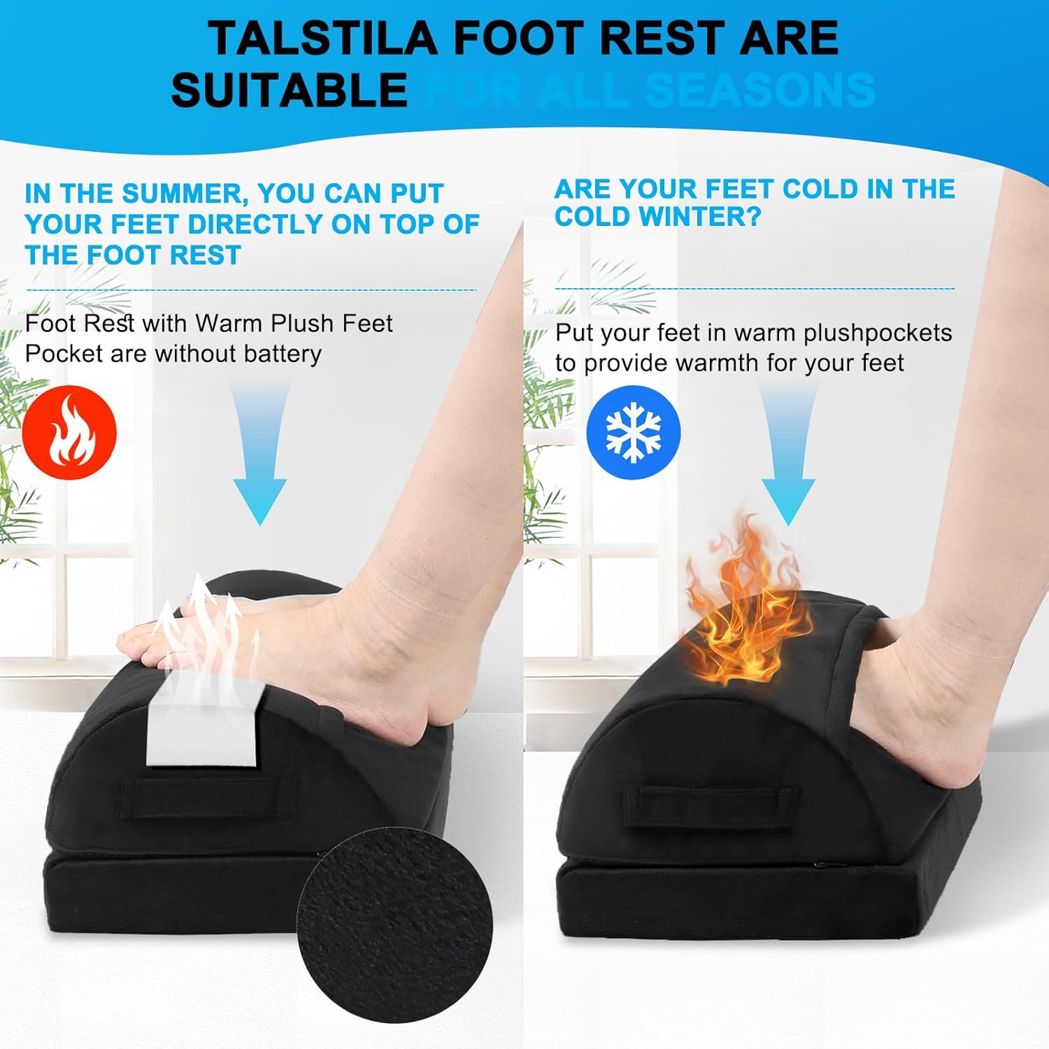 TALSTILA Foot Rest for Under Desk at Work, Foot Rest with Warm Plush Feet Pocket, Ergonomic Adjustable Memory Foam Footrest for Office Chair, Foot Stool for Office - Back & Leg Pain Relief - Image 7