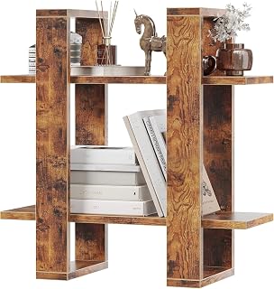 23 Inch Floating Shelves for Wall 2-Tier Wooden Wall Mounted Kitchen Shelf Noble Hanging Shelves for Books Storage Room Decor Rustic Brown