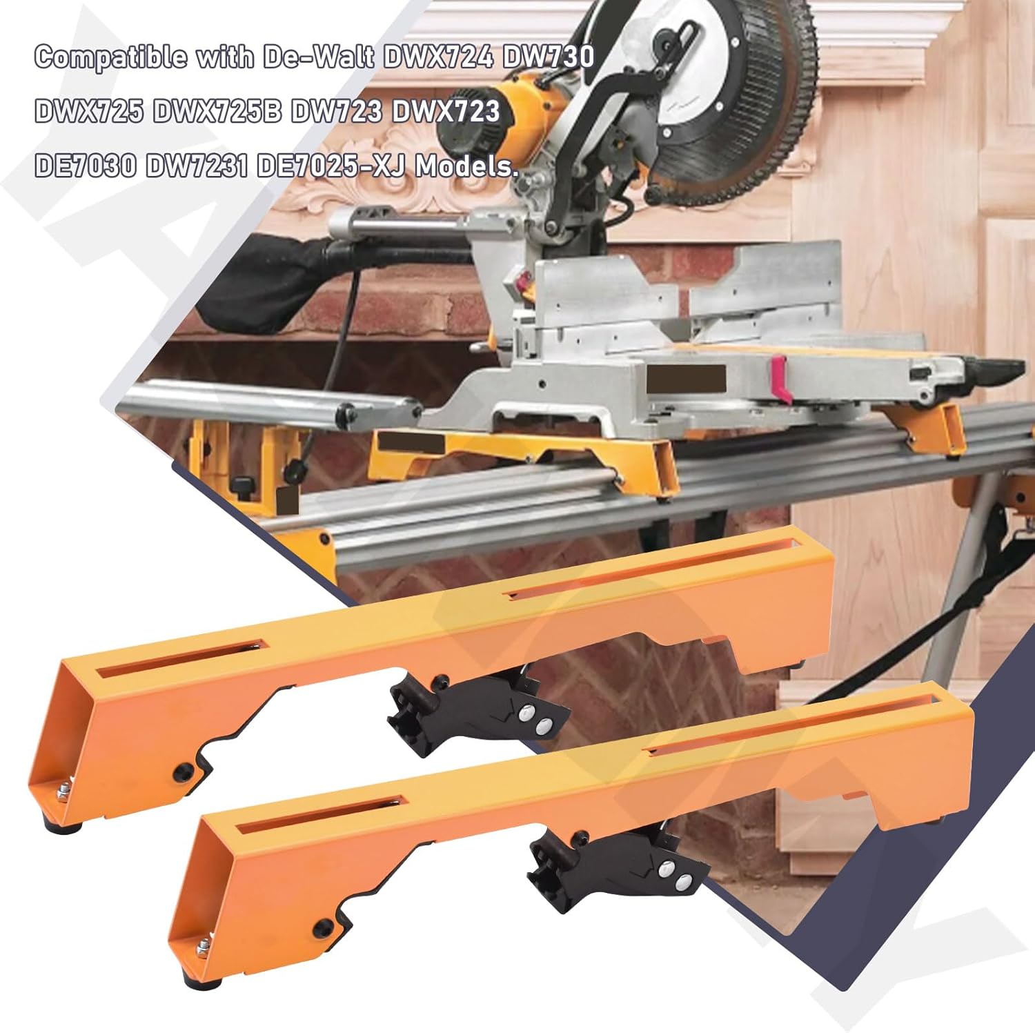 DW7231 Miter Saw Mounting Brackets Compatible with D-ewalt DW723, DWX723, DWX724, DWX725, DWX725B Heavy Duty Miter Saw, Fits (N087371), Including Matching Accessories