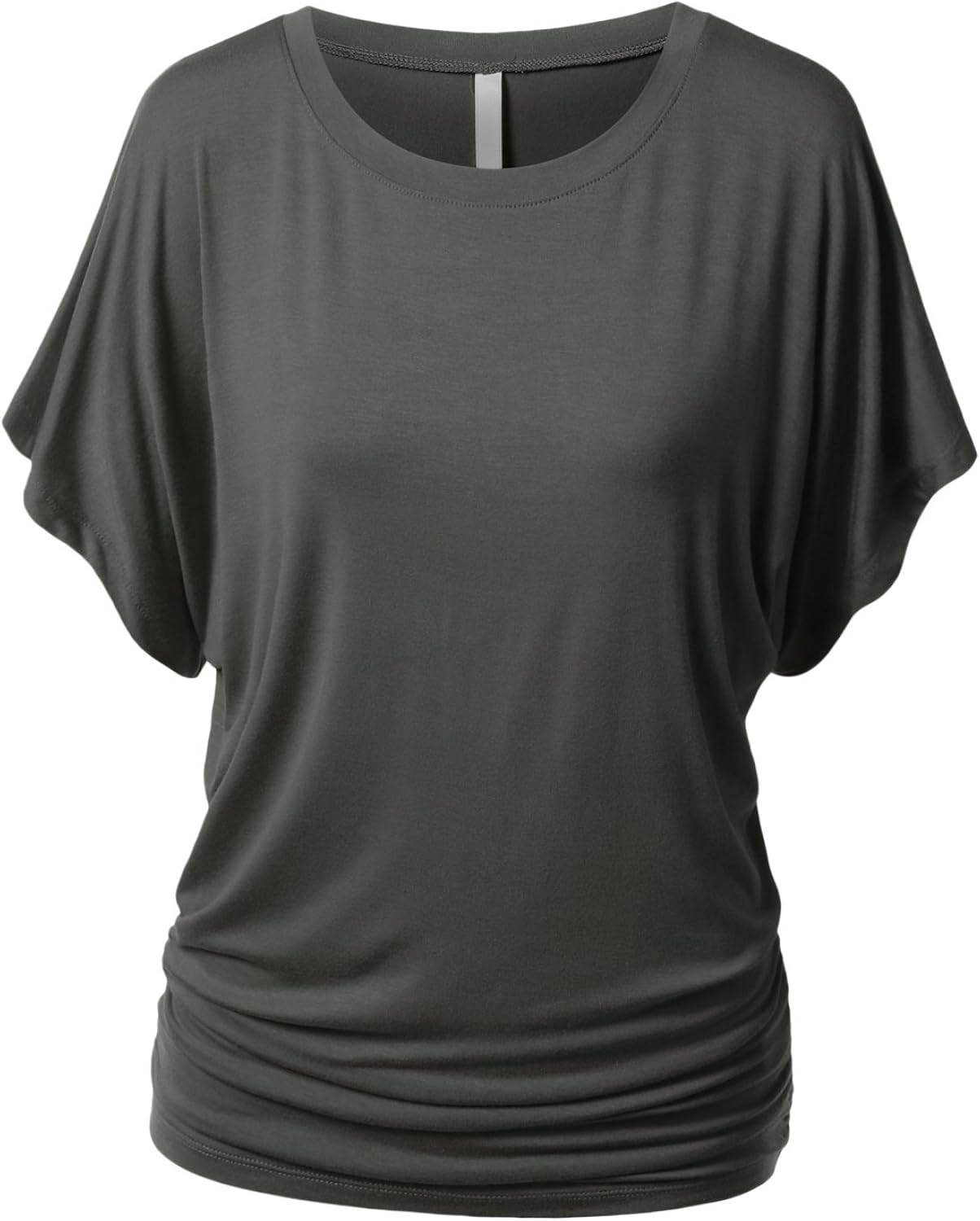 URBANCLEO Womens Dolman Sleeve Top Boatneck Drape Shirts Small Awts055_charcoal