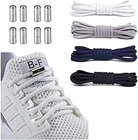 Booyckiy 4 Pairs No Tie Elastic Shoelaces for Sneakers - One Size Fits Kids, Adults, Elderly | Secure Screw Lock, Never Tie Again