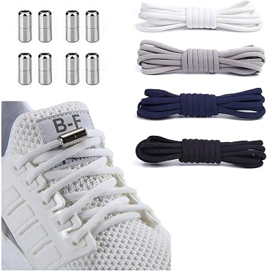 Booyckiy 4 Pairs No Tie Elastic Shoelaces for Adults and Kids