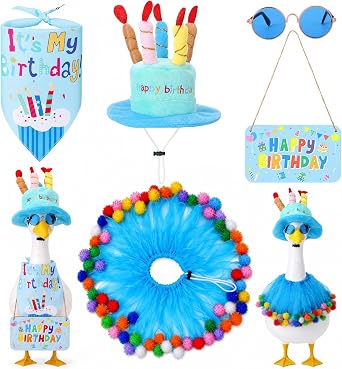 Birthday Porch Goose Outfit for 17 or 23 Inch Goose Statue