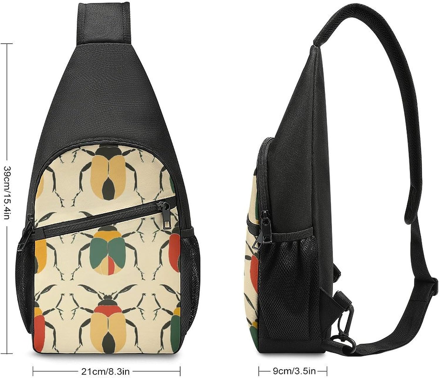 Sling Backpack Crossbody Sling Bag for Men Women Fanny Pack Beetle Shape Pattern Chest Bag for Hiking Traveling