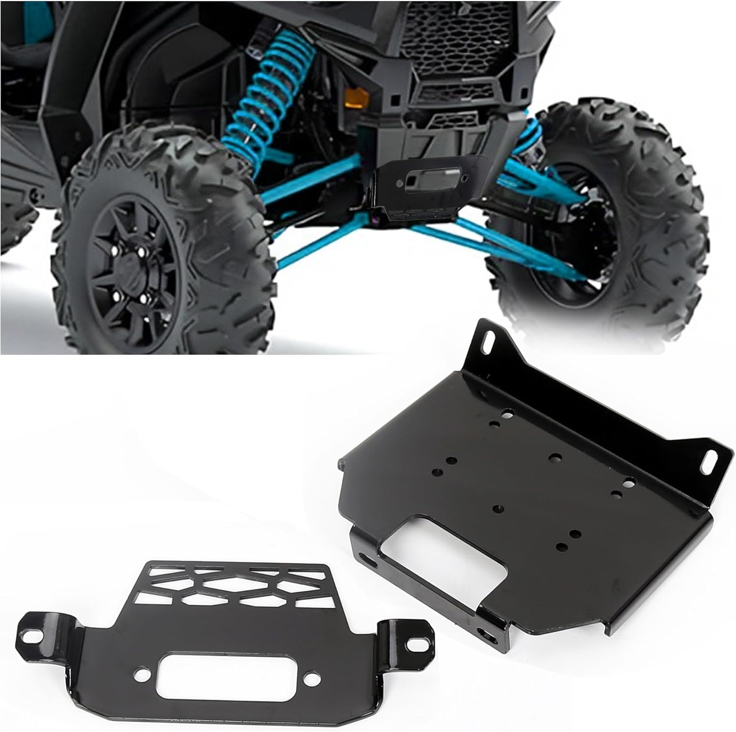ECOTRIC Winch Mount Plate Bracket Kit Compatible with 2014-2019 Polaris RZR 900/1000/XP Turbo & General 1000 EPS Model