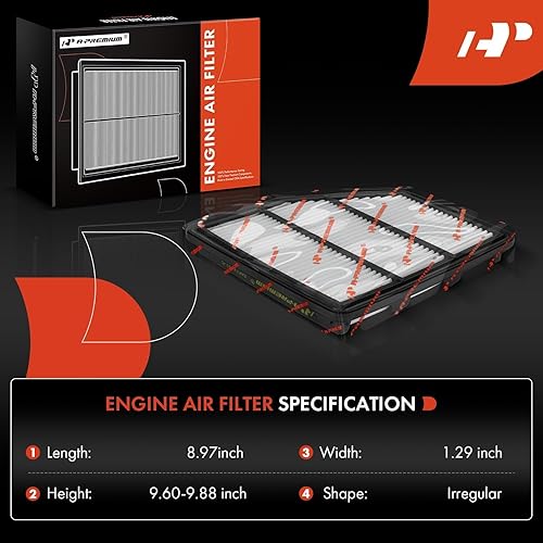 Miniatura 2 de A-Premium Filtro de aire de motor delantero compatible con Nissan Altima 2019 2020 2021 2022 2023 2.5L, repuesto # 16546-6CA0A, XA11703