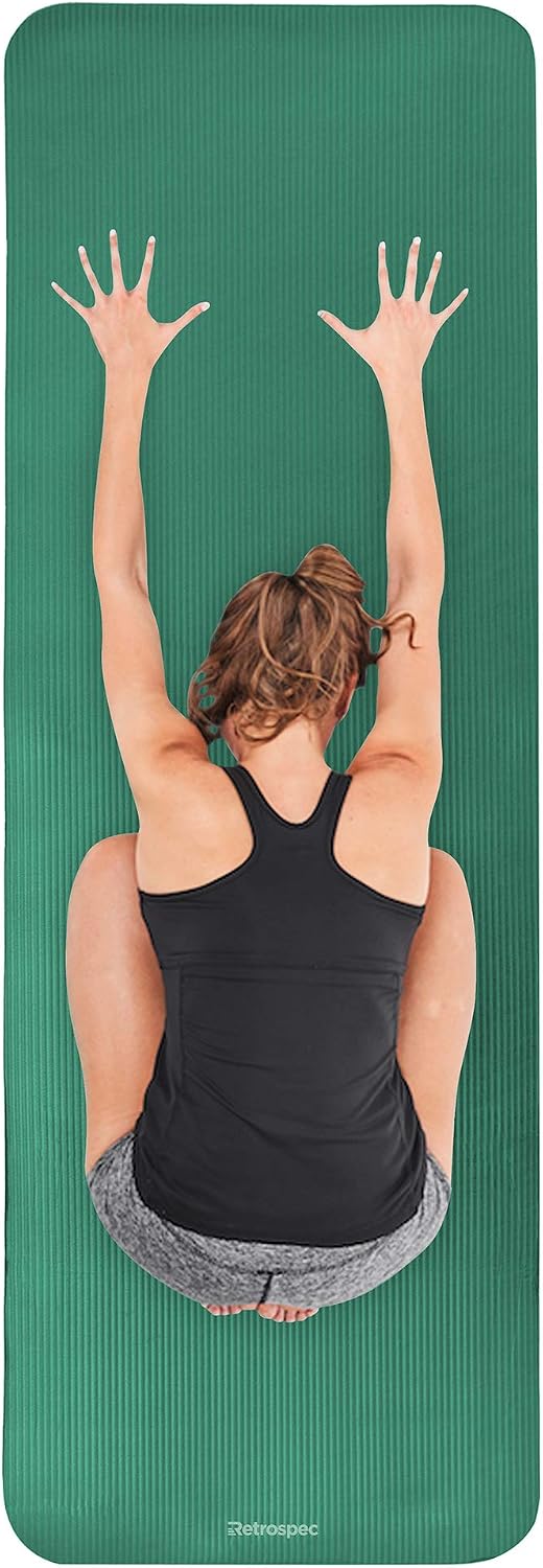 Retrospec Solana Yoga Mat Thick w/Nylon Strap for Men & Women, 1/2 inch
