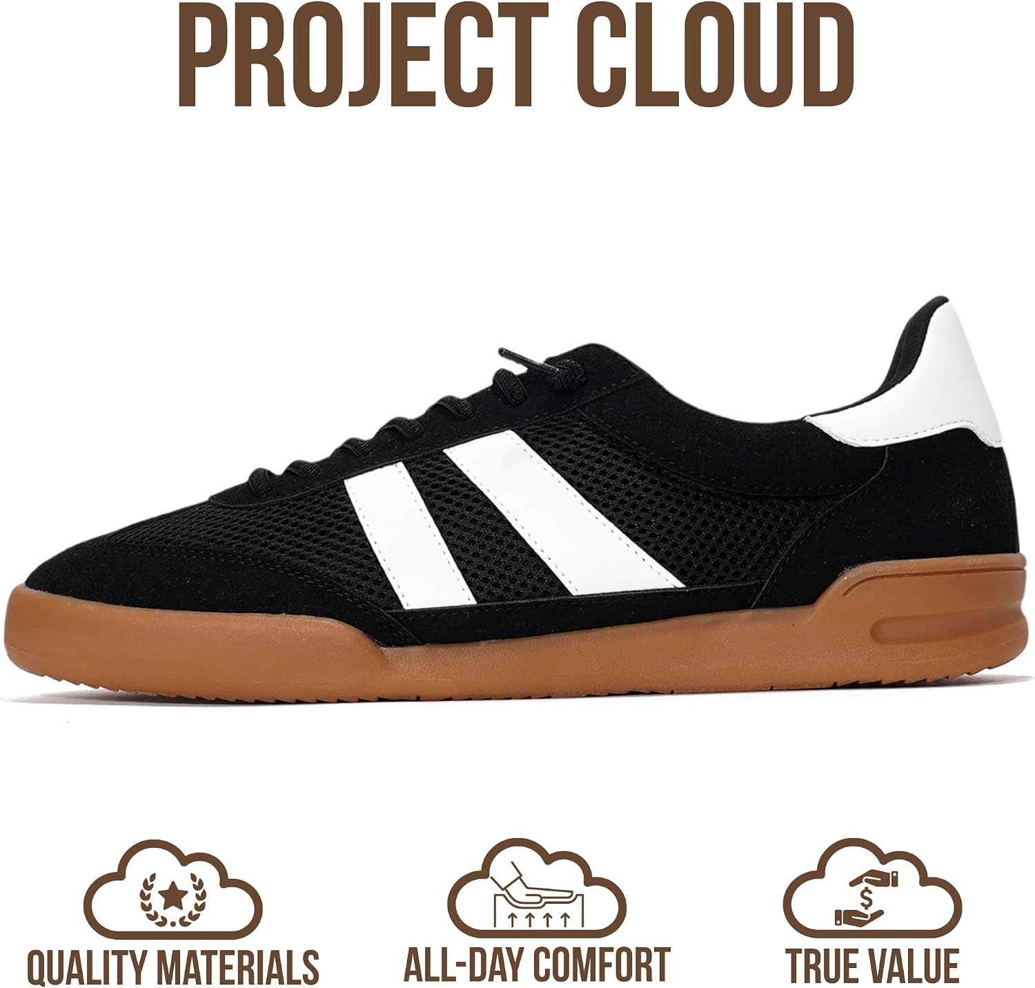 Project Cloud Sneakers for Men - 100% Genuine Leather Mens Casual Shoes Memory Foam Insole Mens Sneakers - Non Slip Outsole Dress Sneakers Men (HIS VERDY)