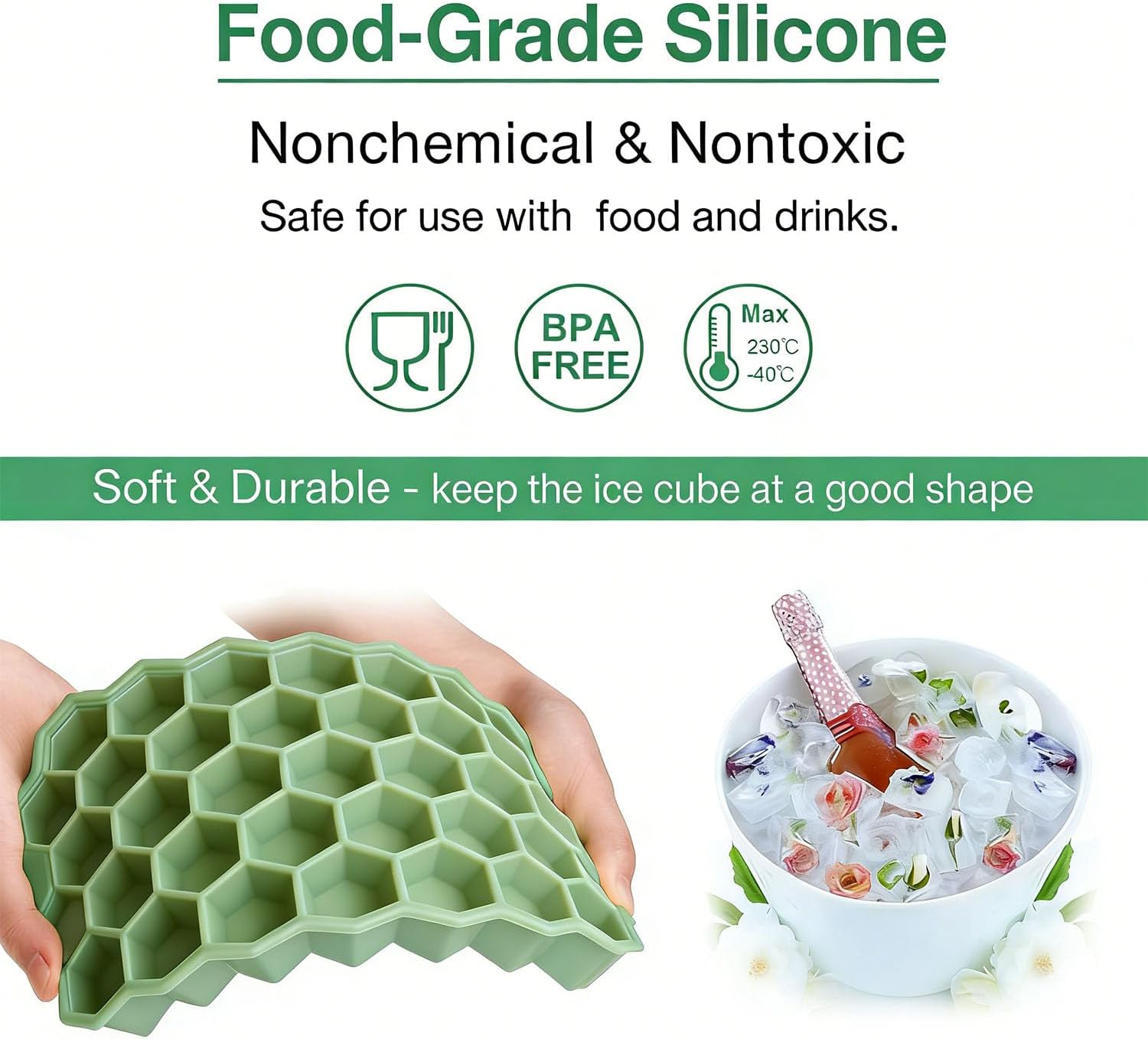 Ice Cube Trays for Freezer, 2 Pack Silicone Ice Cube Mold with Lid-37 Grid, Easy-Release Reusable 74 PCS Small Ice Cubes for Ice Bucket Iced Coffee Cocktail Whisky Soup Food