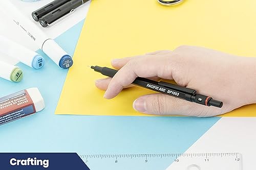 Vista 44 de Pacific Arc Chromagraph - Portaminas de metal de 0.028 in, barril plateado, con indicador de grado de lápiz integrado, soporte para lápiz de plomo