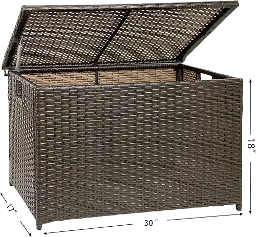Miniatura 4 de Baúl de almacenamiento de mimbre, 30 x 17 x 18 pulgadas, 160 L, baúl de mimbre tejido a mano con tapa que se mantiene abierta, soporta 200 libras,