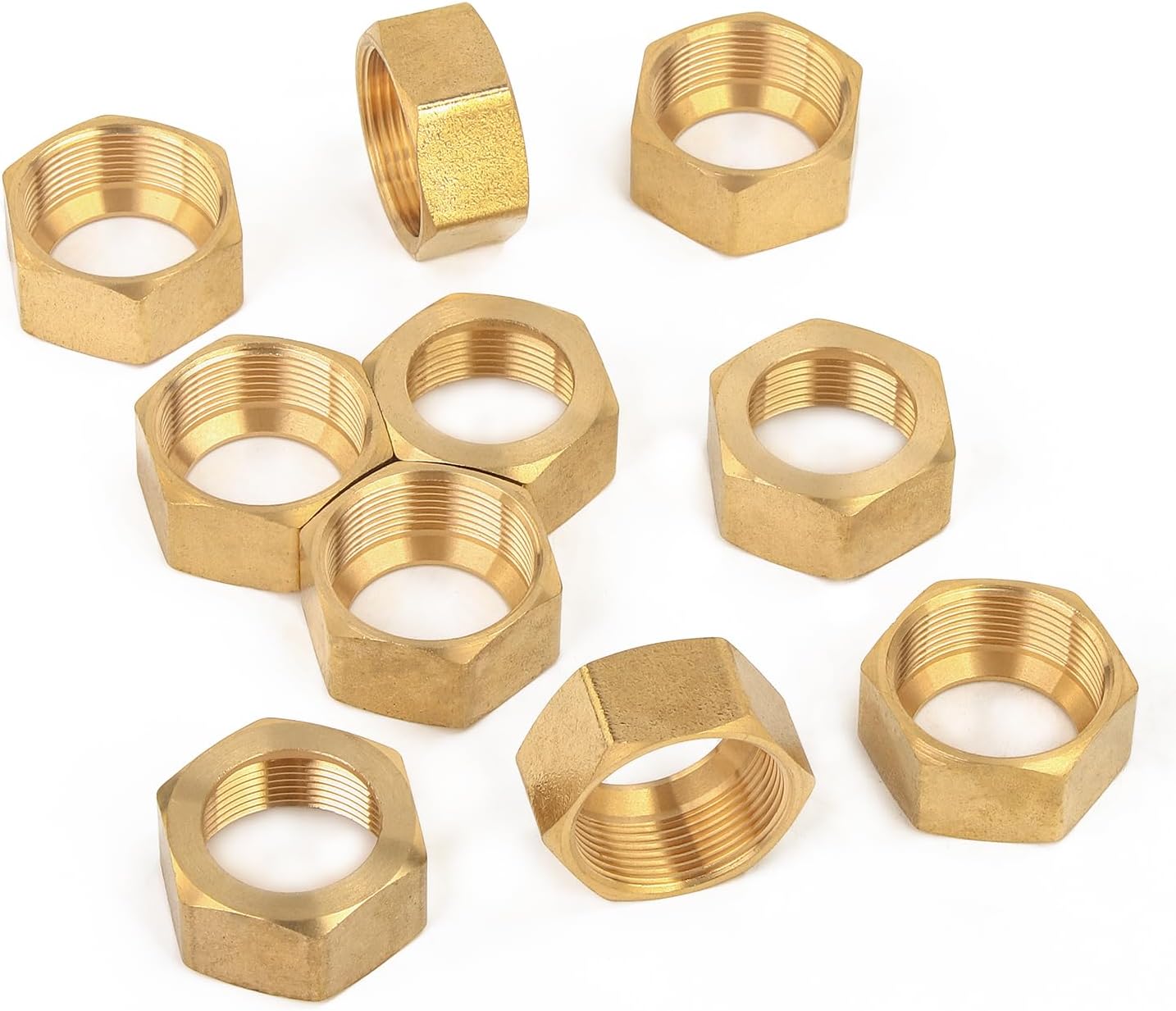 LTWFITTING 7/8-Inch Brass Compression Nut,Brass Compression Fitting(Pack of 10)