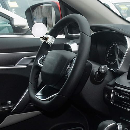 Miniatura 2 de Arenbel Pomo giratorio de bola blanca para volante, mango de asistencia para coche, control de torneado, se adapta a la mayoría de vehículos,