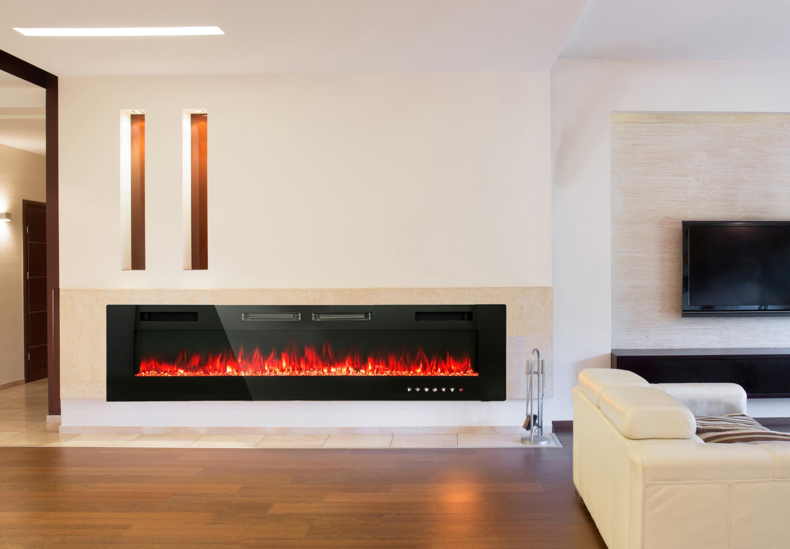 Amazon.com: Modern Ember Sabine Contemporary Wood Fireplace Mantel ...