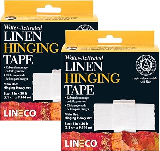 Linen Hinging Tape, Water-Activated, 1 Inch X 30 Ft, Pack of 2
