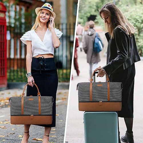 Miniatura 8 de Sucipi Bolsas de fin de semana para mujer, bolsa de lona de viaje con compartimento para zapatos, bolsa de viaje para el gimnasio, bolsa de viaje