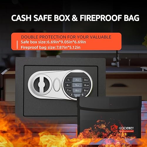 Miniatura 10 de GOLDENKEY Caja fuerte y de bloqueo teclado electrónico digital de seguridad mini cajas fuertes pequeñas con caja de seguridad negra para uso en casa