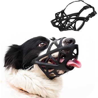 PETCUTE Muzzles for Dogs Soft Muzzle for Dogs with Reflective Strips Adjustable Dog Muzzles for Small Medium and Large Dogs Prevents Barking Biting and Chewing